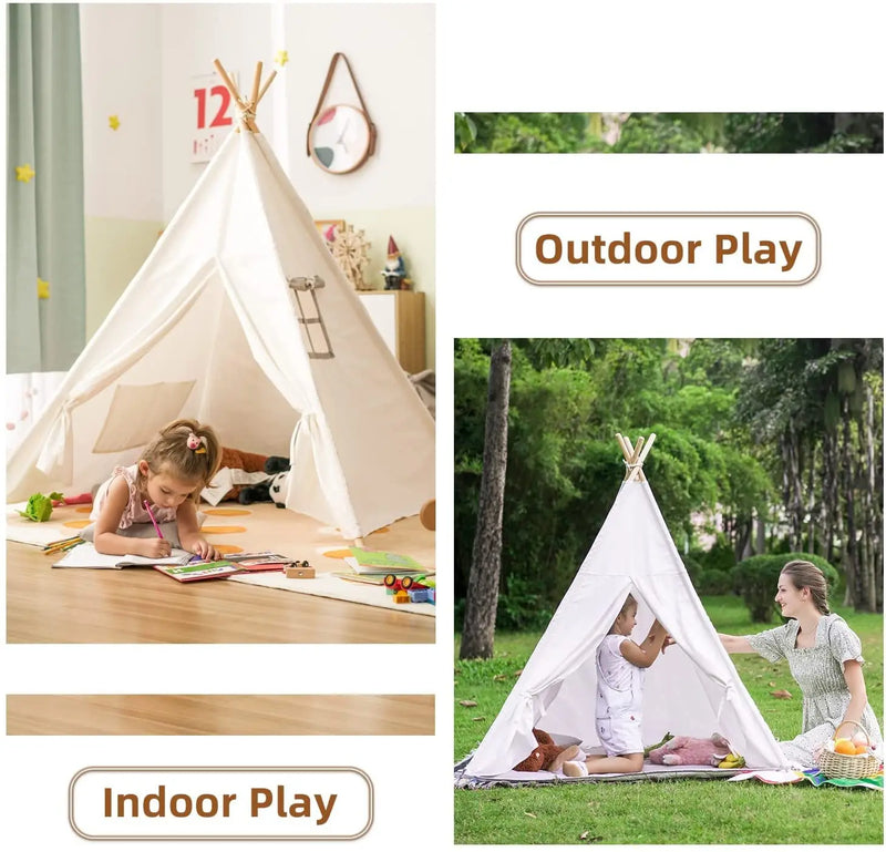 1.6m/1.3m Kid Tent Indoor Play House Wigwam for Child Portable Child Tipi Tents Teepee Toddler Ball Pit Girl Castle Play Room