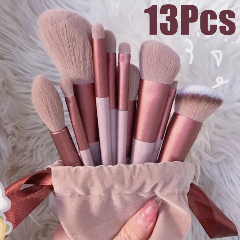 kit com 13 pcs de pincéis para maquiagem