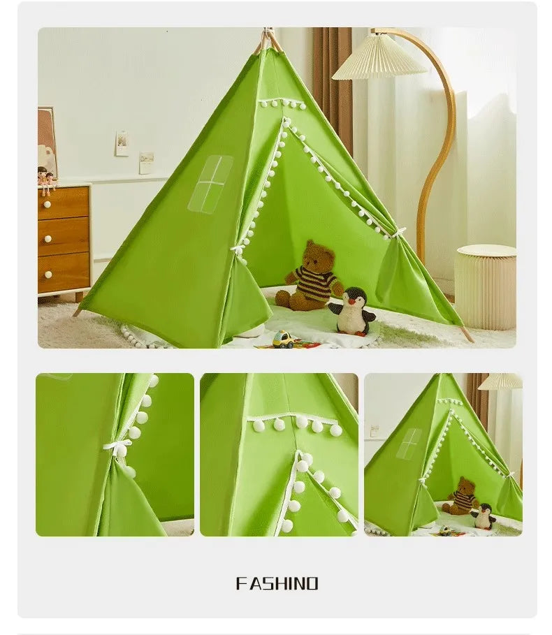 1.6m/1.3m Kid Tent Indoor Play House Wigwam for Child Portable Child Tipi Tents Teepee Toddler Ball Pit Girl Castle Play Room