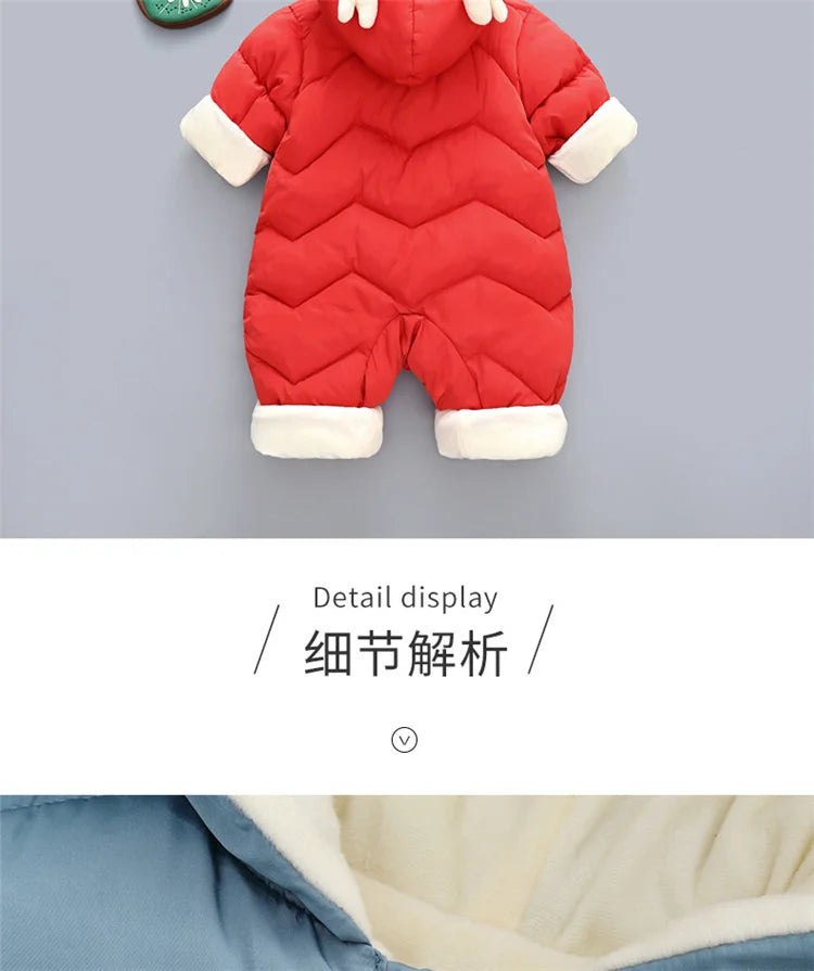 2024 New born Baby Girl clothes Winter Snowsuit Plus Velvet Thick Baby Boys Jumpsuit 0-3 Years Romper boy Overalls Toddler Coat