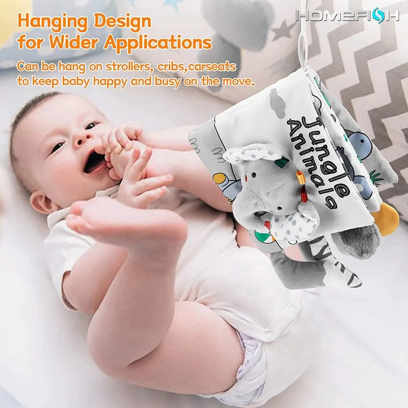 Soft Baby Books 3D Touch Feel High Contrast Cloth Book Montessori Sensory Early Learning Stroller Toys for Infant Toddler Gifts