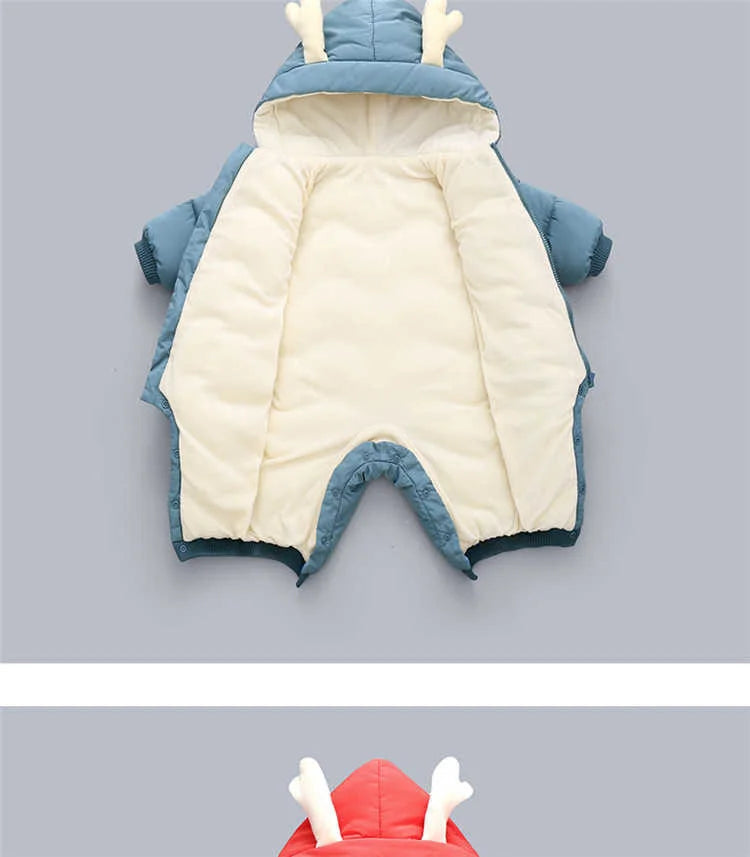 2024 New born Baby Girl clothes Winter Snowsuit Plus Velvet Thick Baby Boys Jumpsuit 0-3 Years Romper boy Overalls Toddler Coat