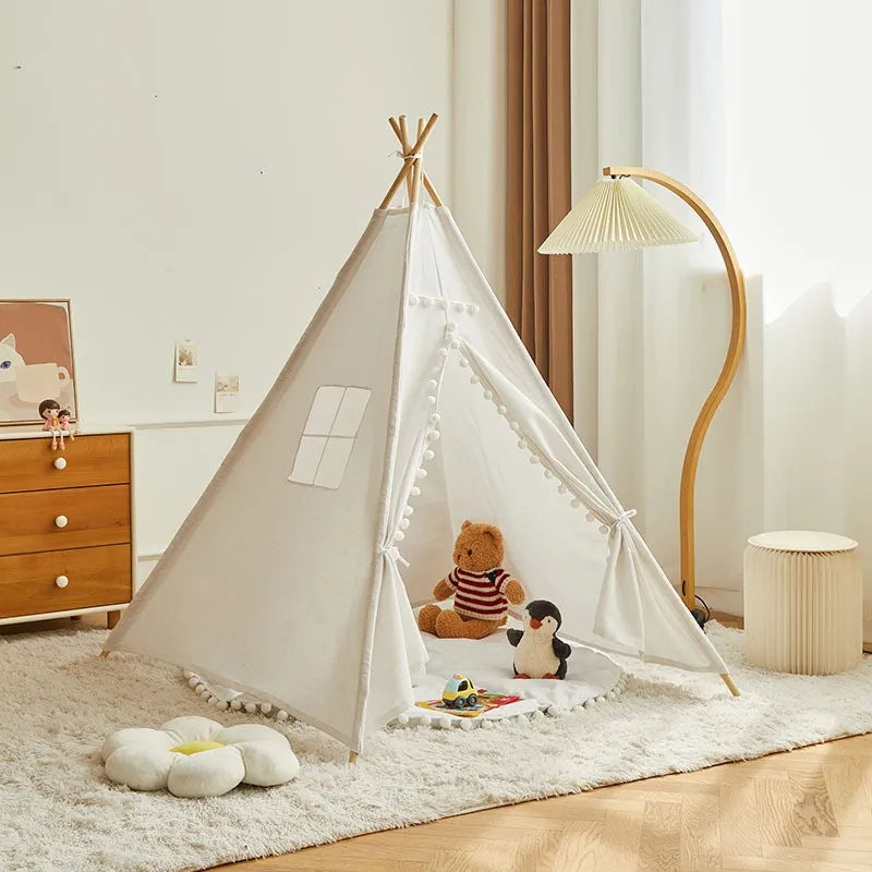 1.6m/1.3m Kid Tent Indoor Play House Wigwam for Child Portable Child Tipi Tents Teepee Toddler Ball Pit Girl Castle Play Room