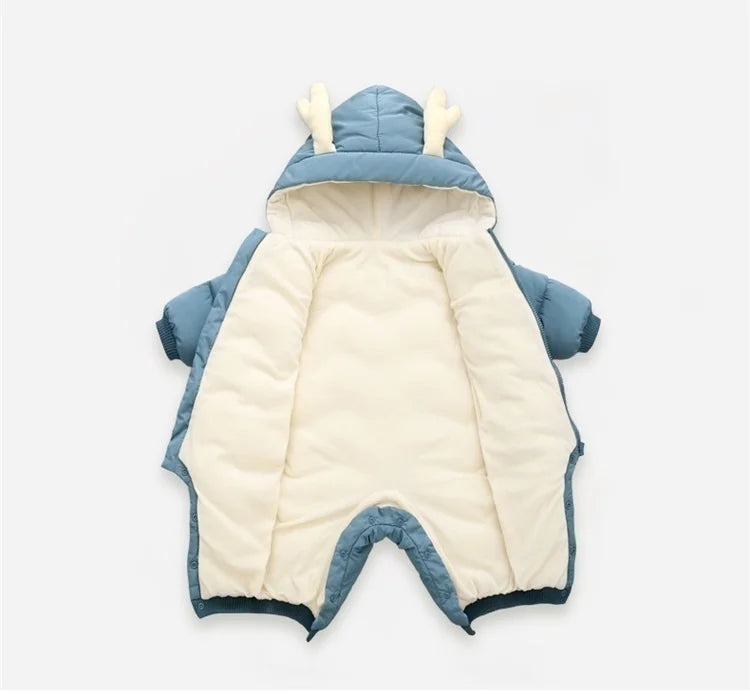 2024 New born Baby Girl clothes Winter Snowsuit Plus Velvet Thick Baby Boys Jumpsuit 0-3 Years Romper boy Overalls Toddler Coat