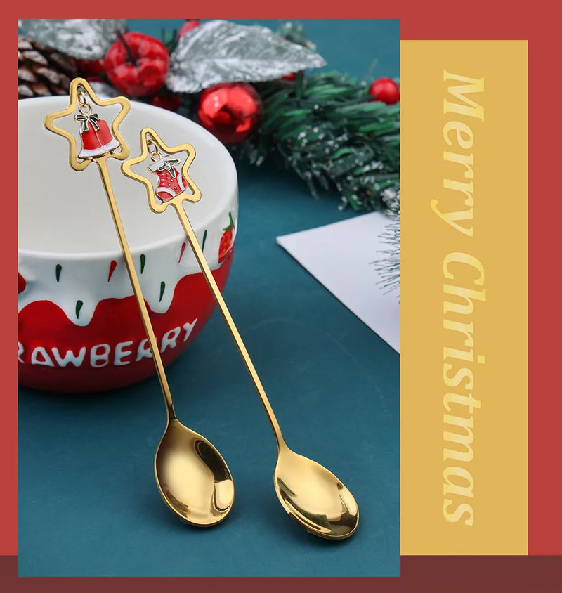 Christmas Decorations Home Christmas Table Decor Stainless SpoonsFork Cutlery Set Elk Xmas Tree New Year 2024 Navidad 2023 Gifts