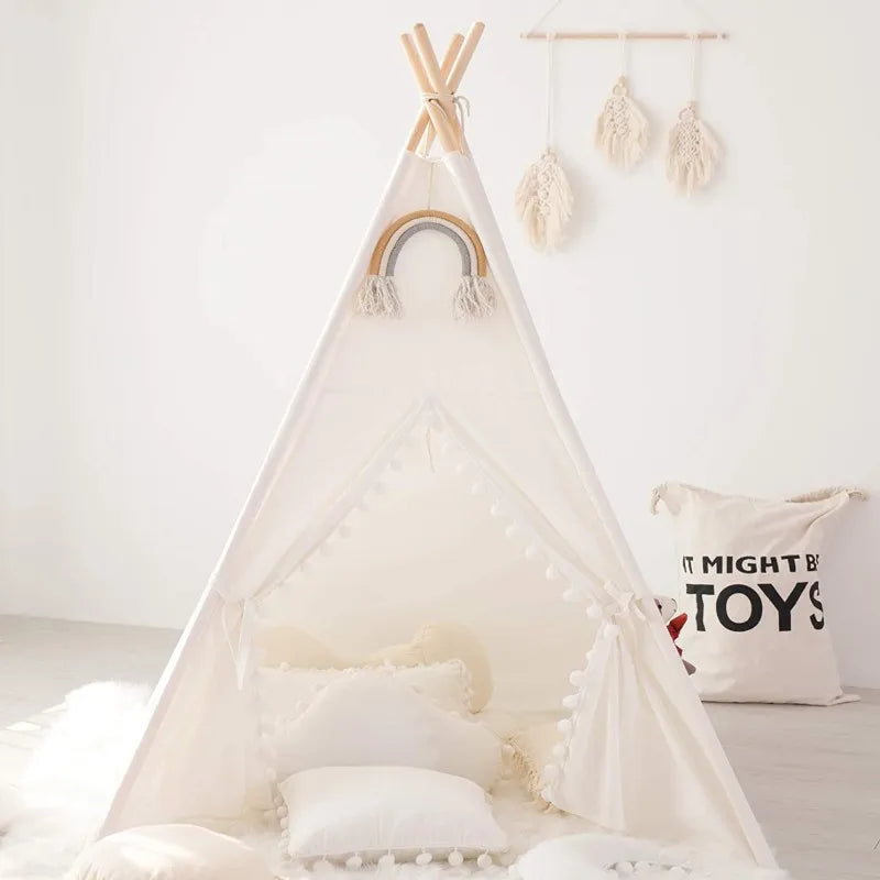 1.6m/1.3m Kid Tent Indoor Play House Wigwam for Child Portable Child Tipi Tents Teepee Toddler Ball Pit Girl Castle Play Room